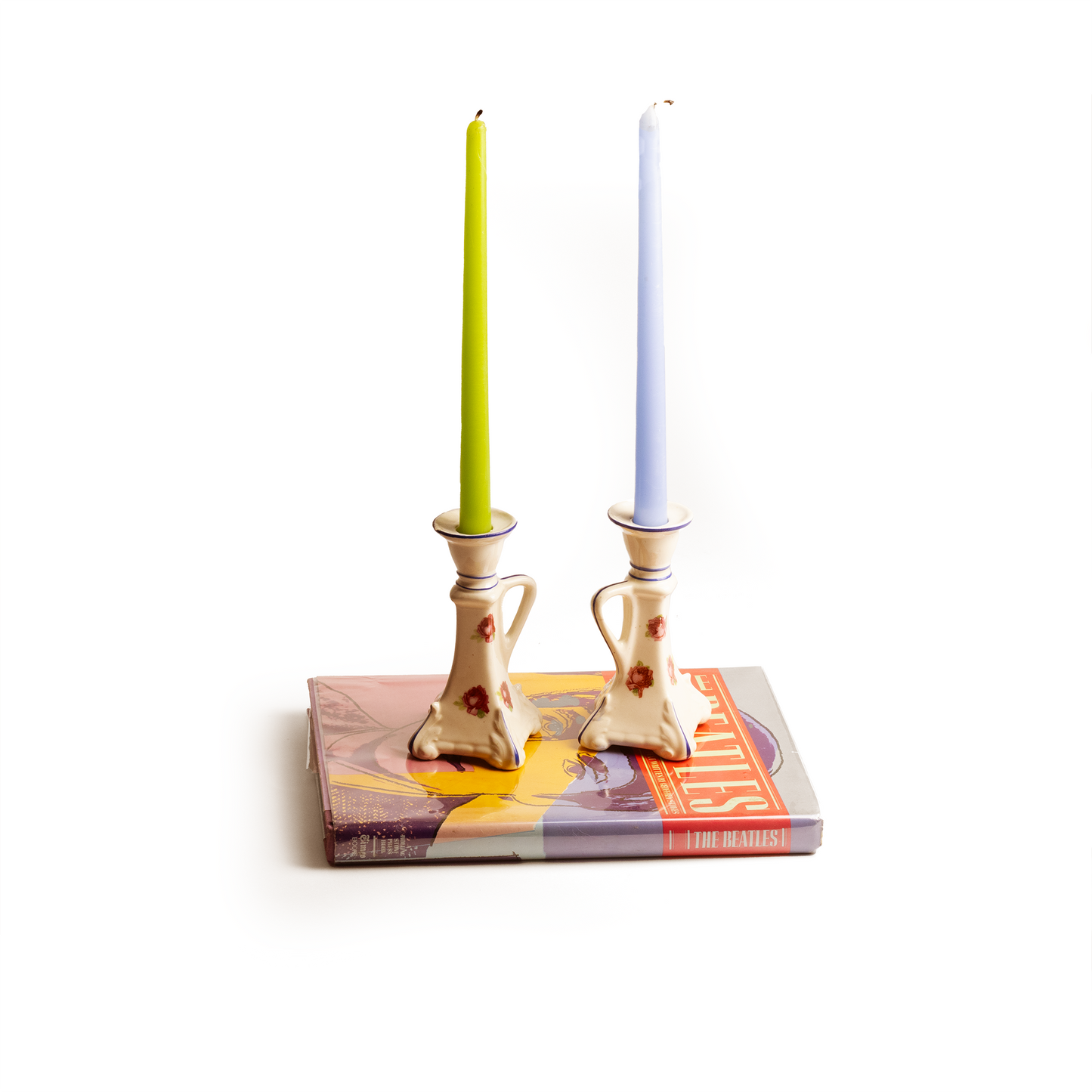 floral candlestick holders - set of two