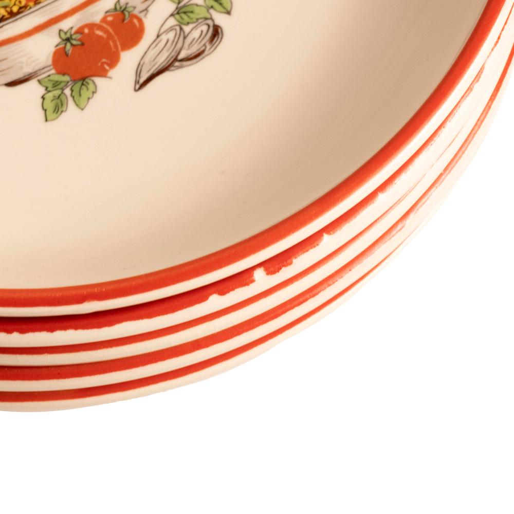 novelty red rimmed risotto bowls - set of five