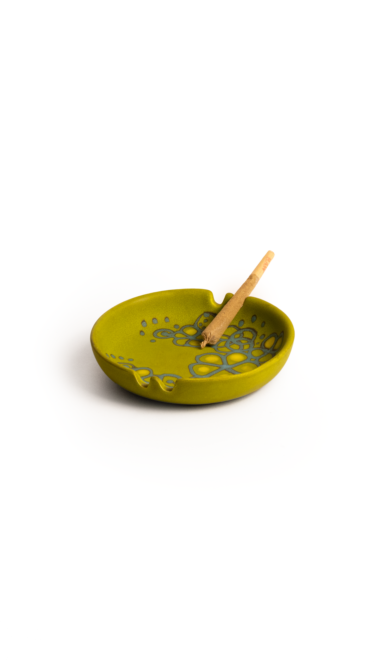 matte green floral ashtray